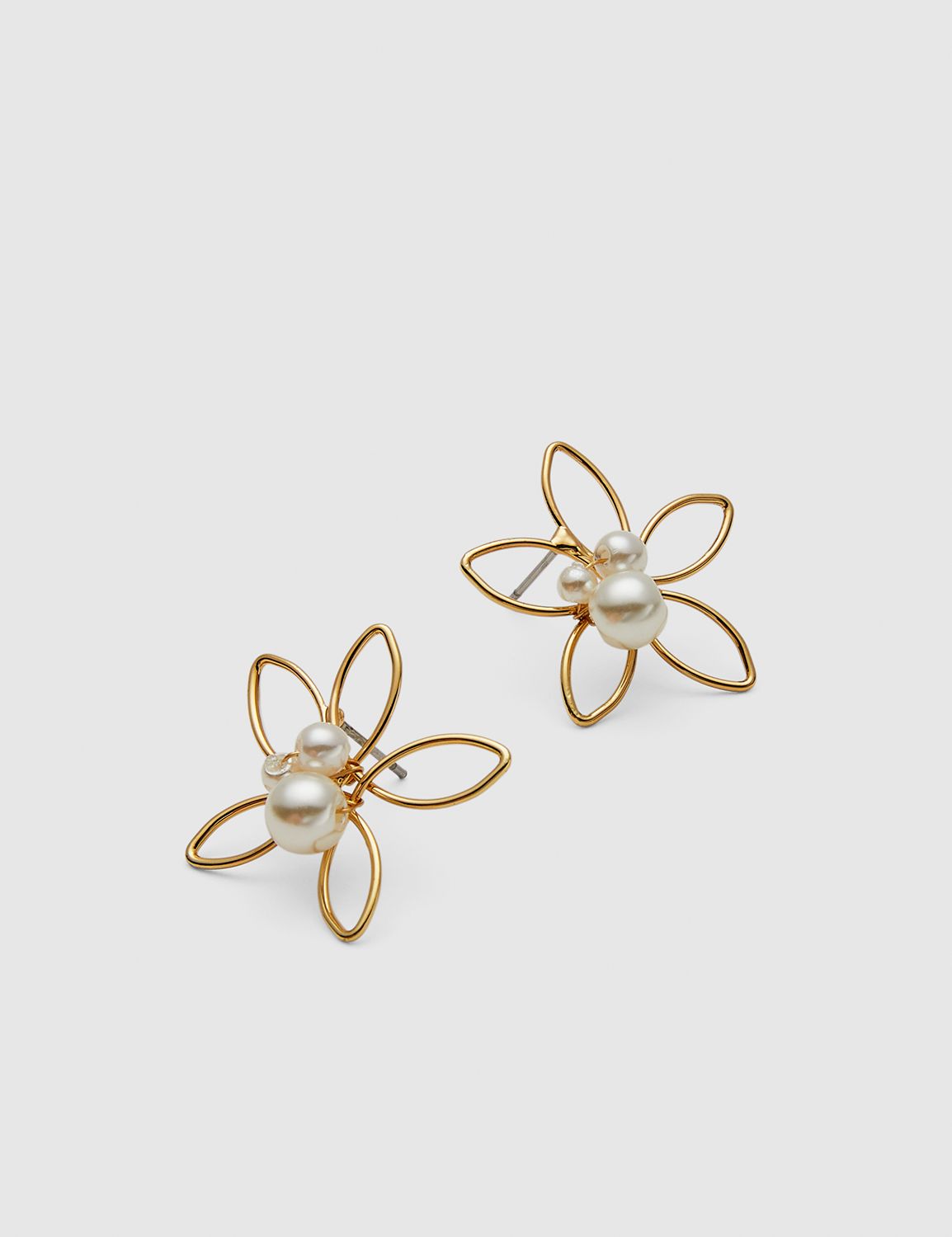 Faux-Pearl Floral Stud Earrings