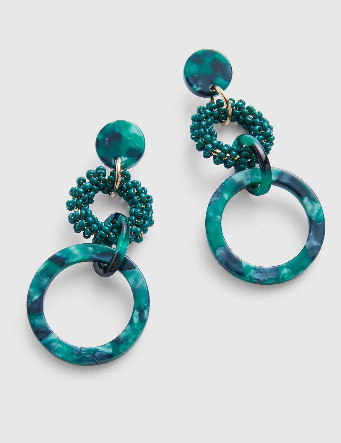 Resin & Bead Circle Drop Earrings