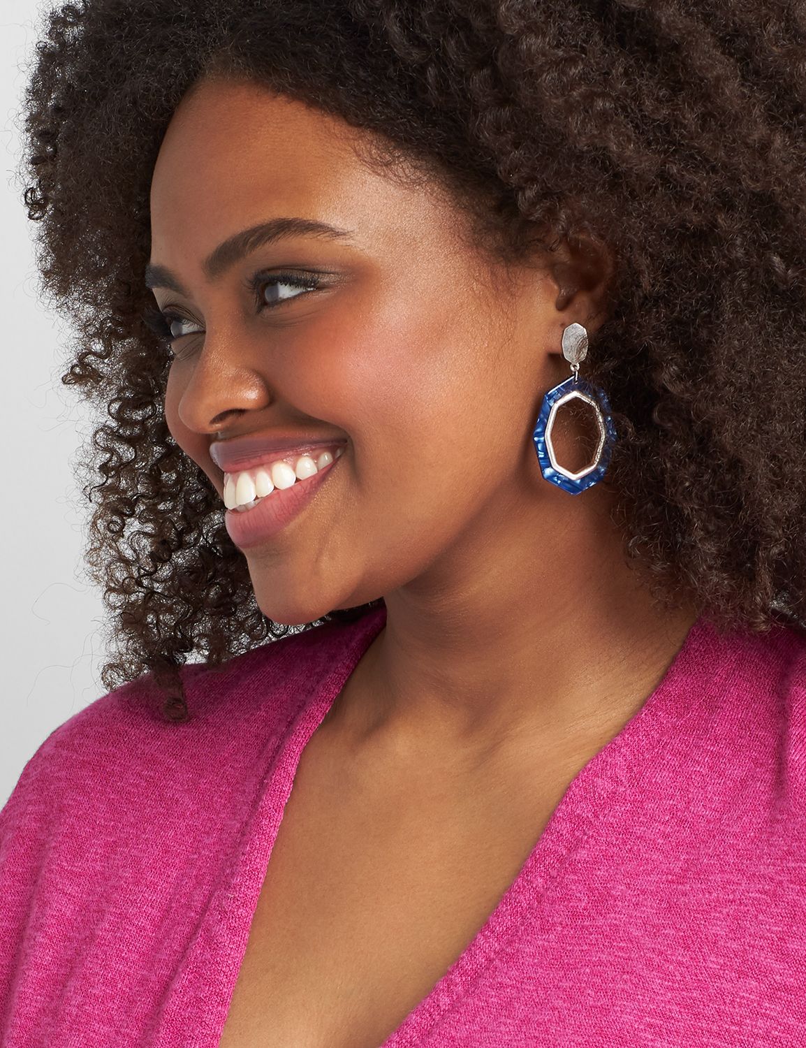 Geo Resin Drop Earrings - Blue