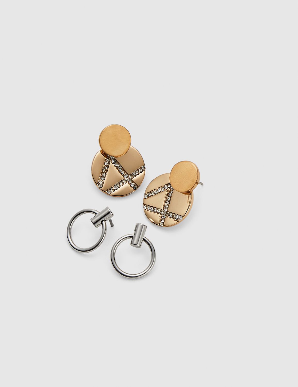 Convertible Mixed-Metal Geo Earrings - 2-Pack