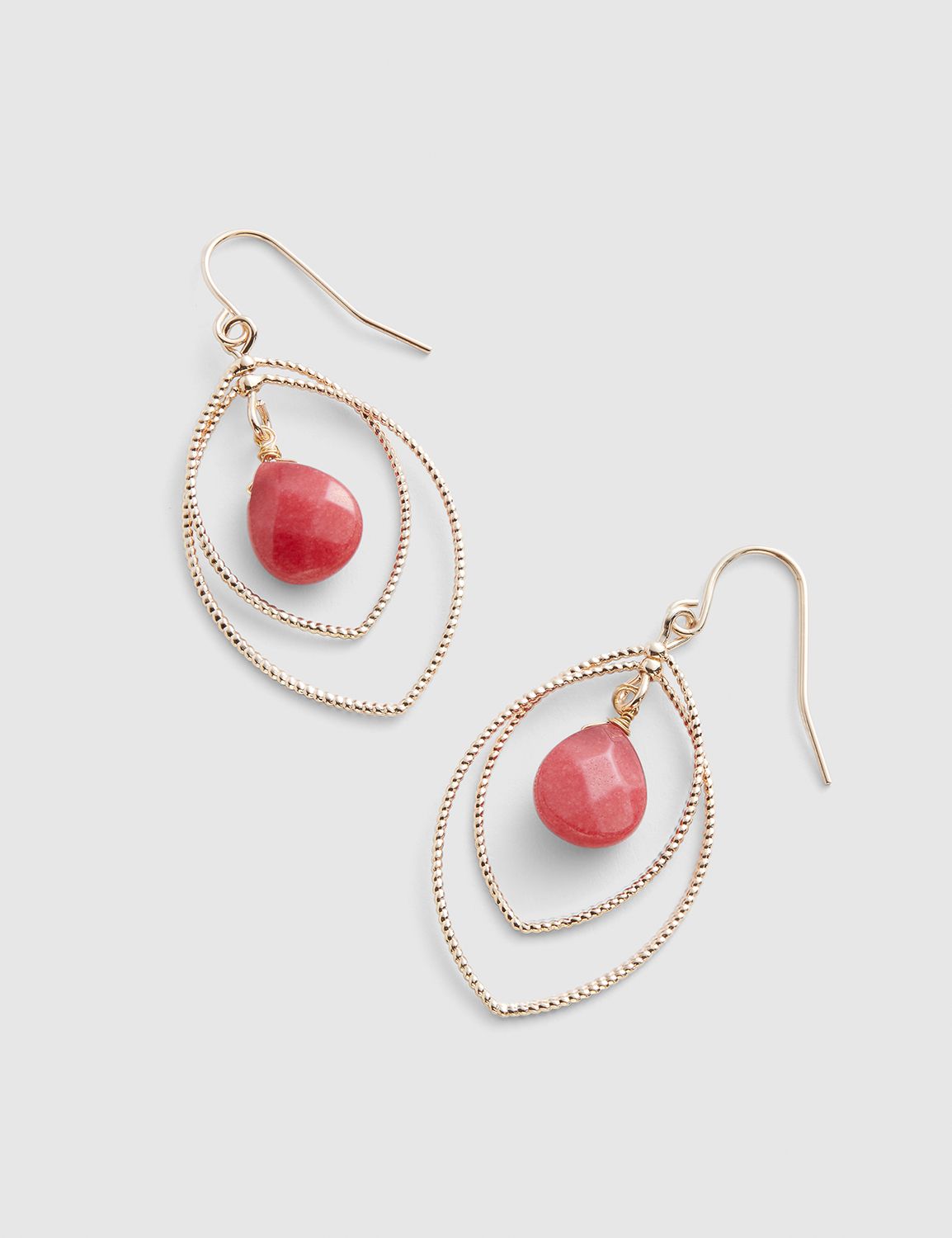 Coral Stone Layered Drop Earrings