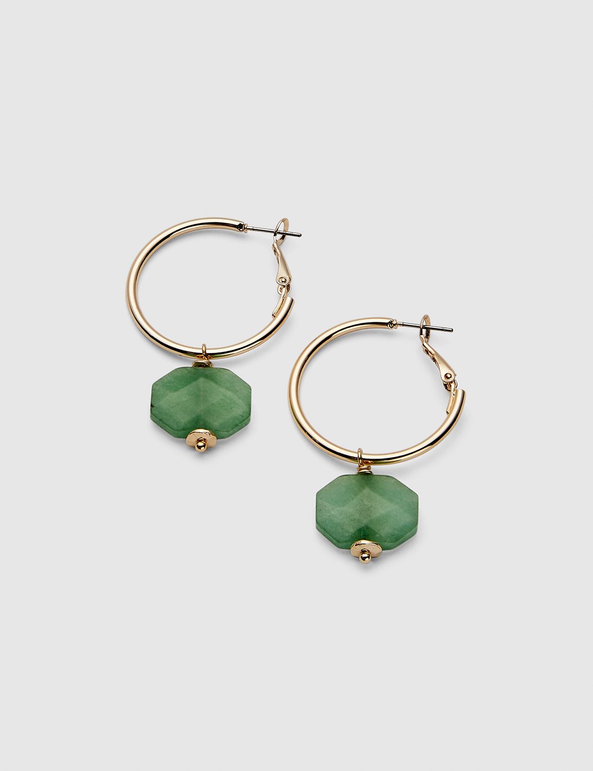 Stone Drop Hoop Earrings