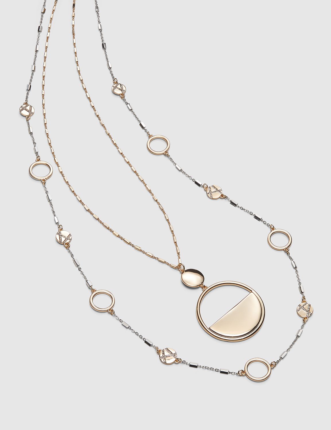 Convertible Mixed-Metal Geo Pendant Necklace