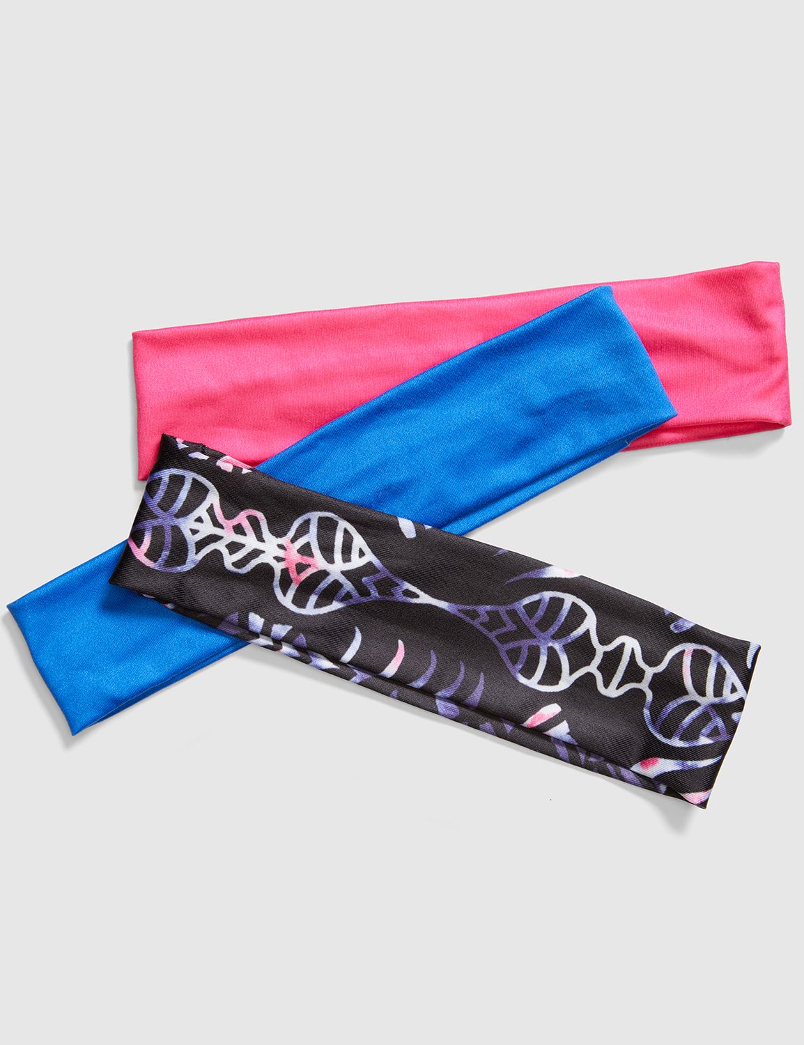 3-Pack Headband Set - Pink, Blue & Print
