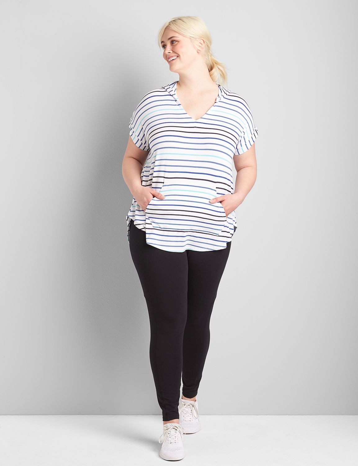 LIVI Knotted Short-Sleeve Top With Hood Product Image 3