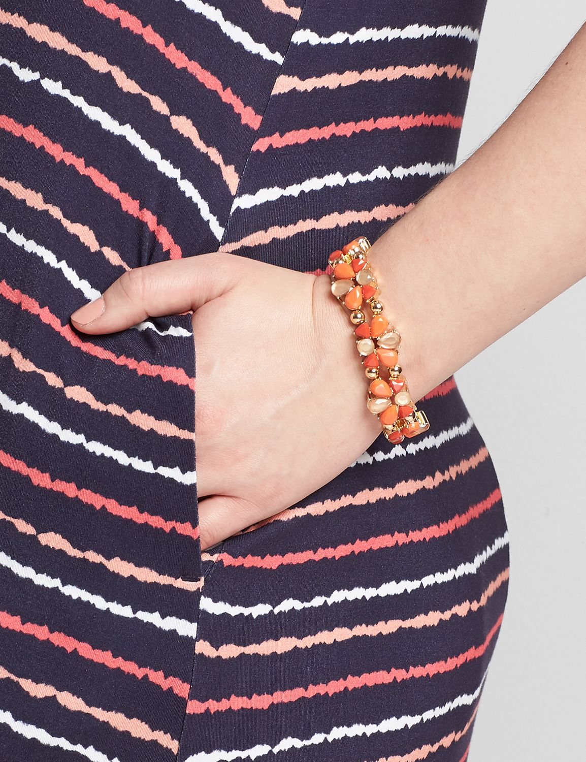 Floral Stretch Bracelet - Coral