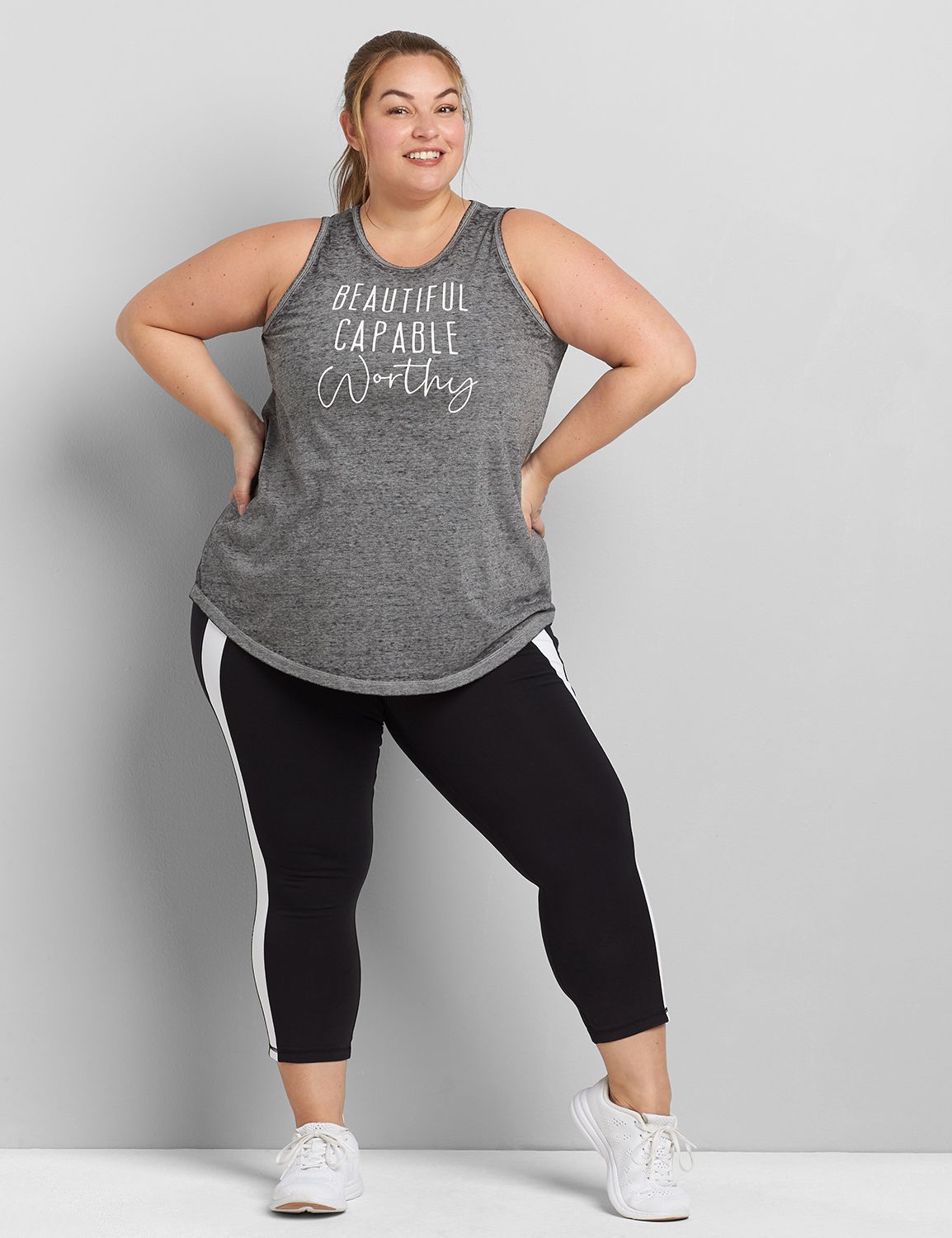 Power Color Blocked Wicking Capri Legging S 1119092:Ascena Black:10/12 Product Image 3