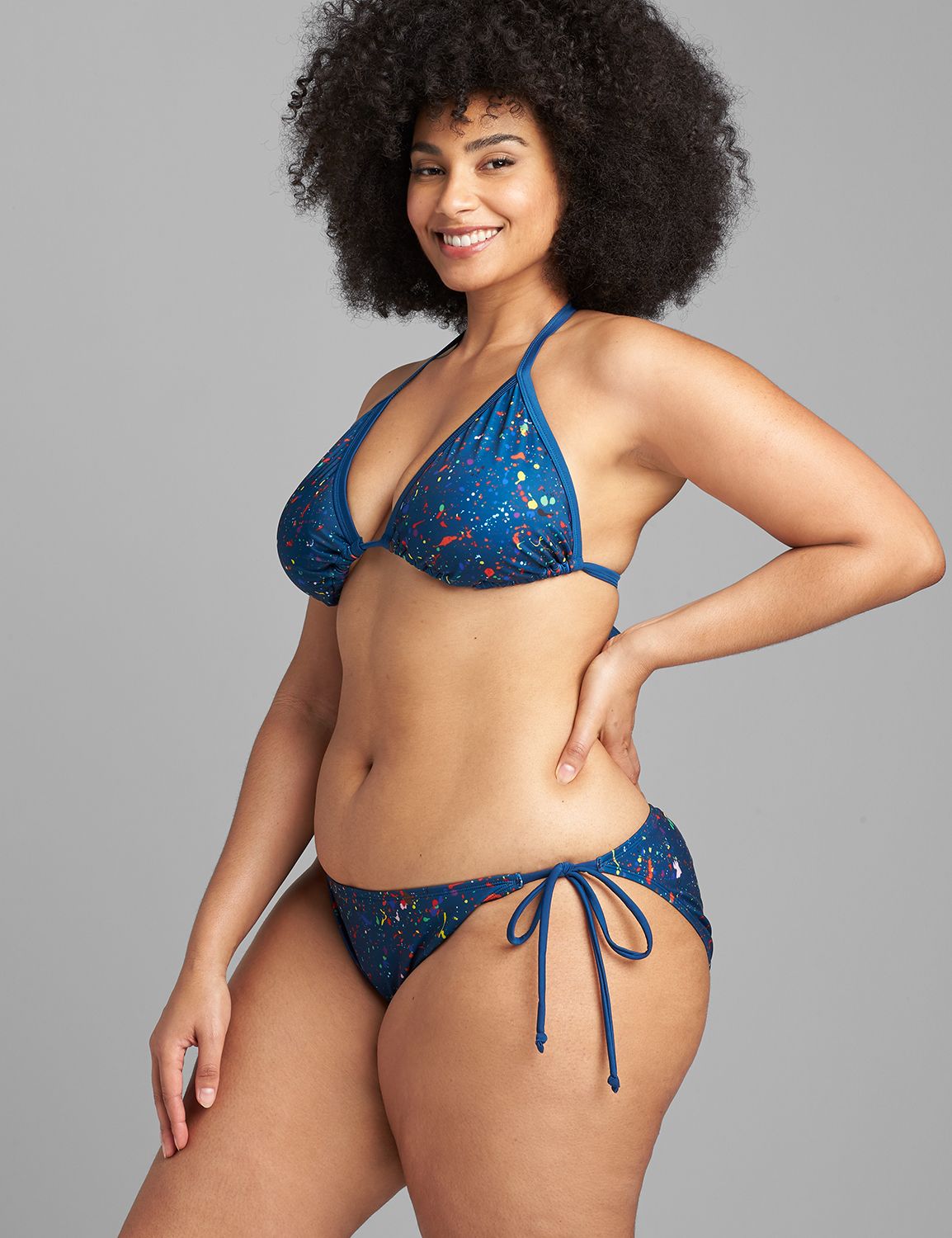 Lane Bryant Crochet Mesh Swim Bikini Top with Built-In Balconette Bra