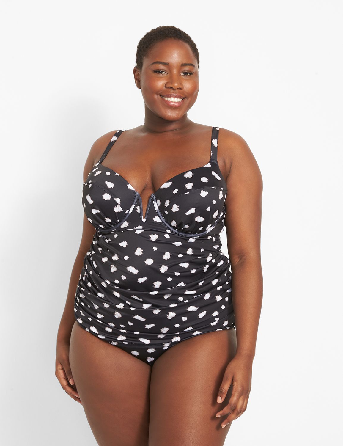 Lane Bryant Fitted Underwire Swim Tankini Top 40DDD Giraffe Dot