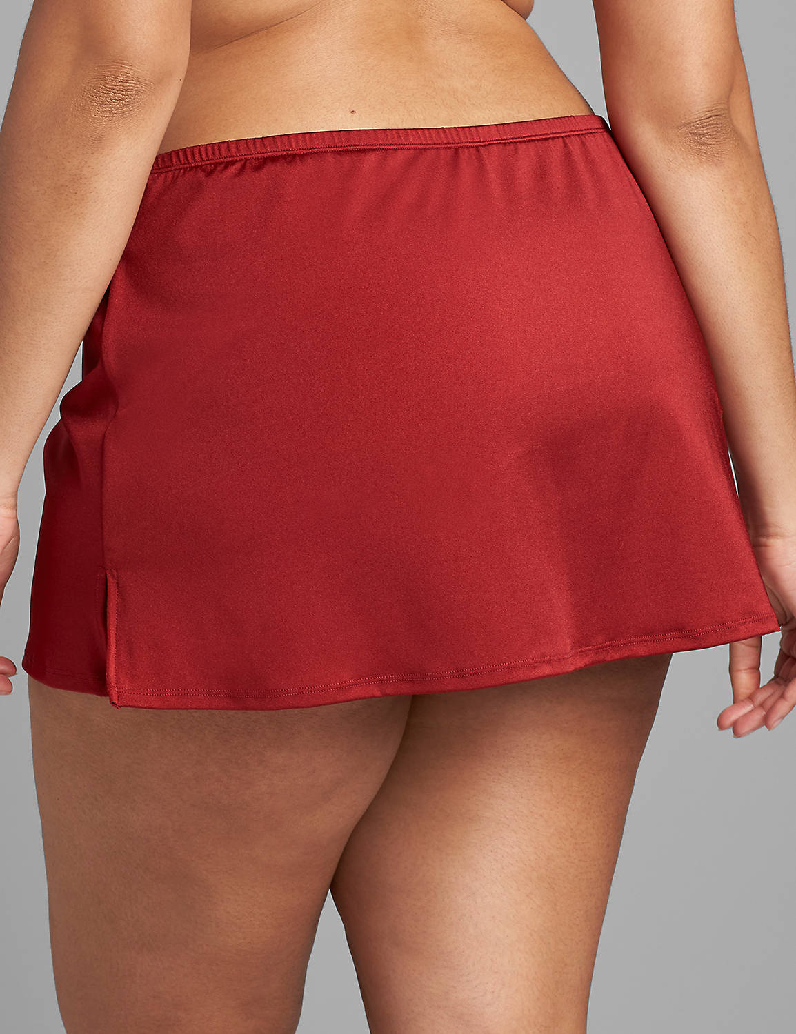 Shimmer Slitted Swim Skirt 1119720:PANTONE Red Dahlia:22