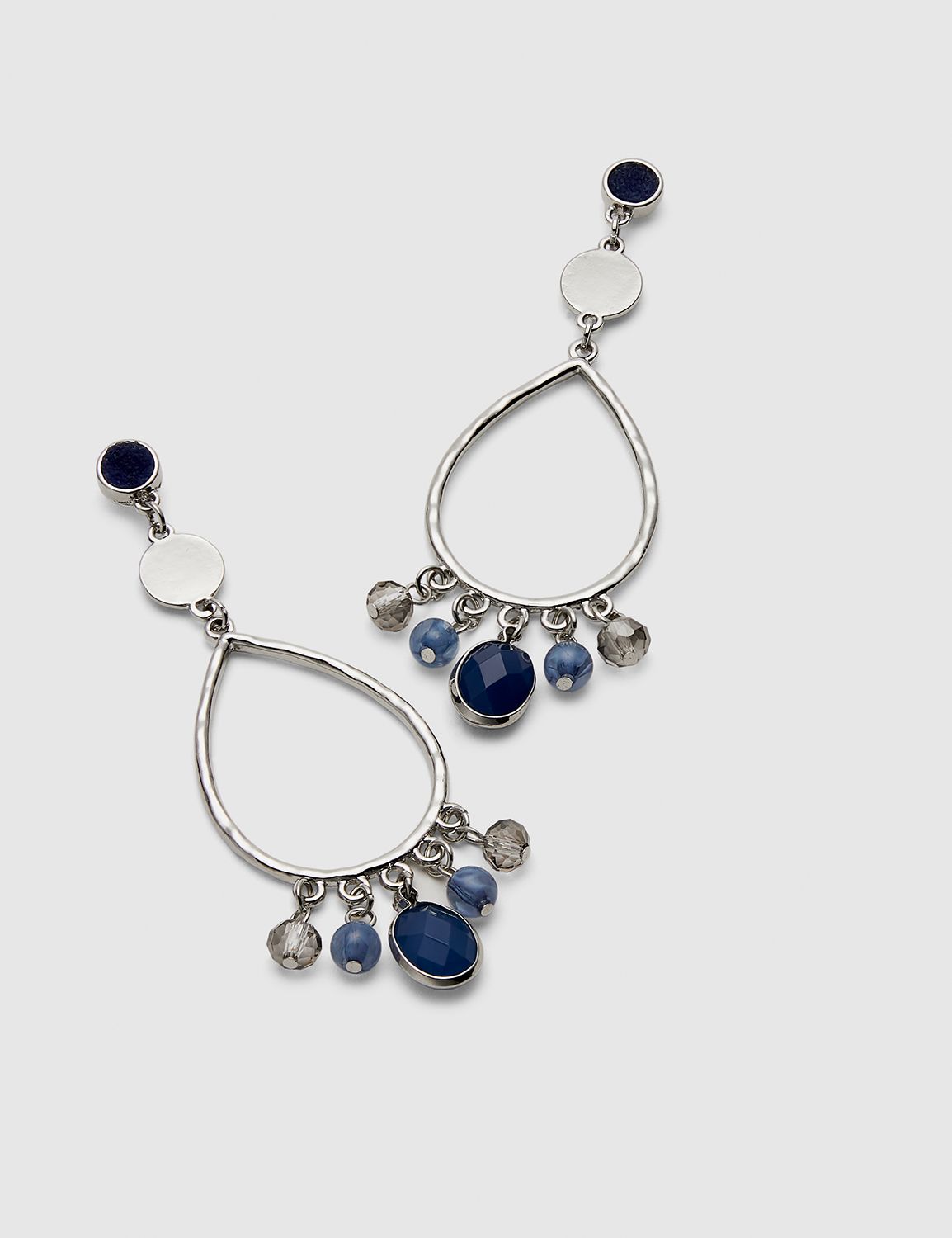 Faceted Stone & Oval Drop Earring