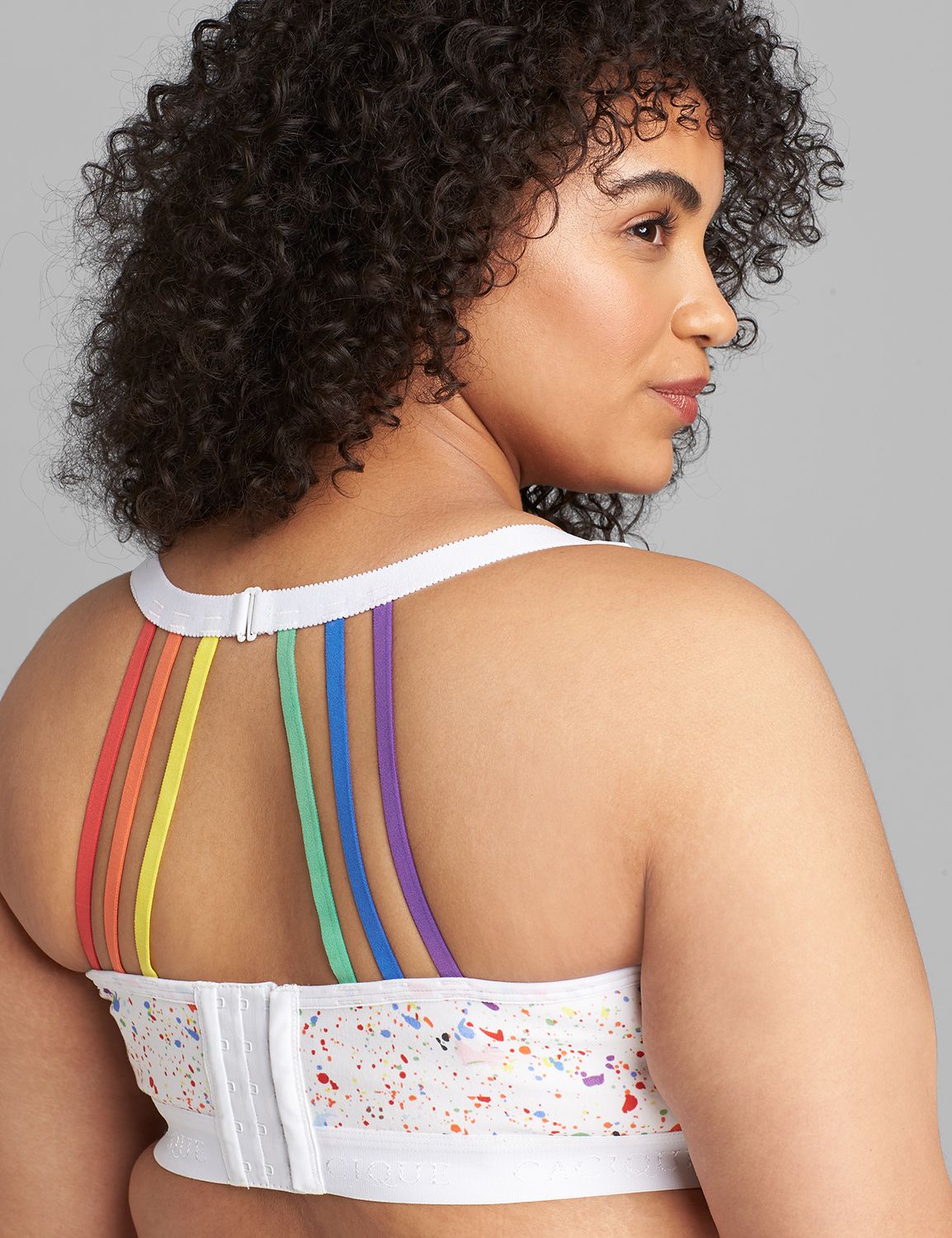 Cotton Unlined No-Wire Full Coverage Bra With Rainbow Strappy Back