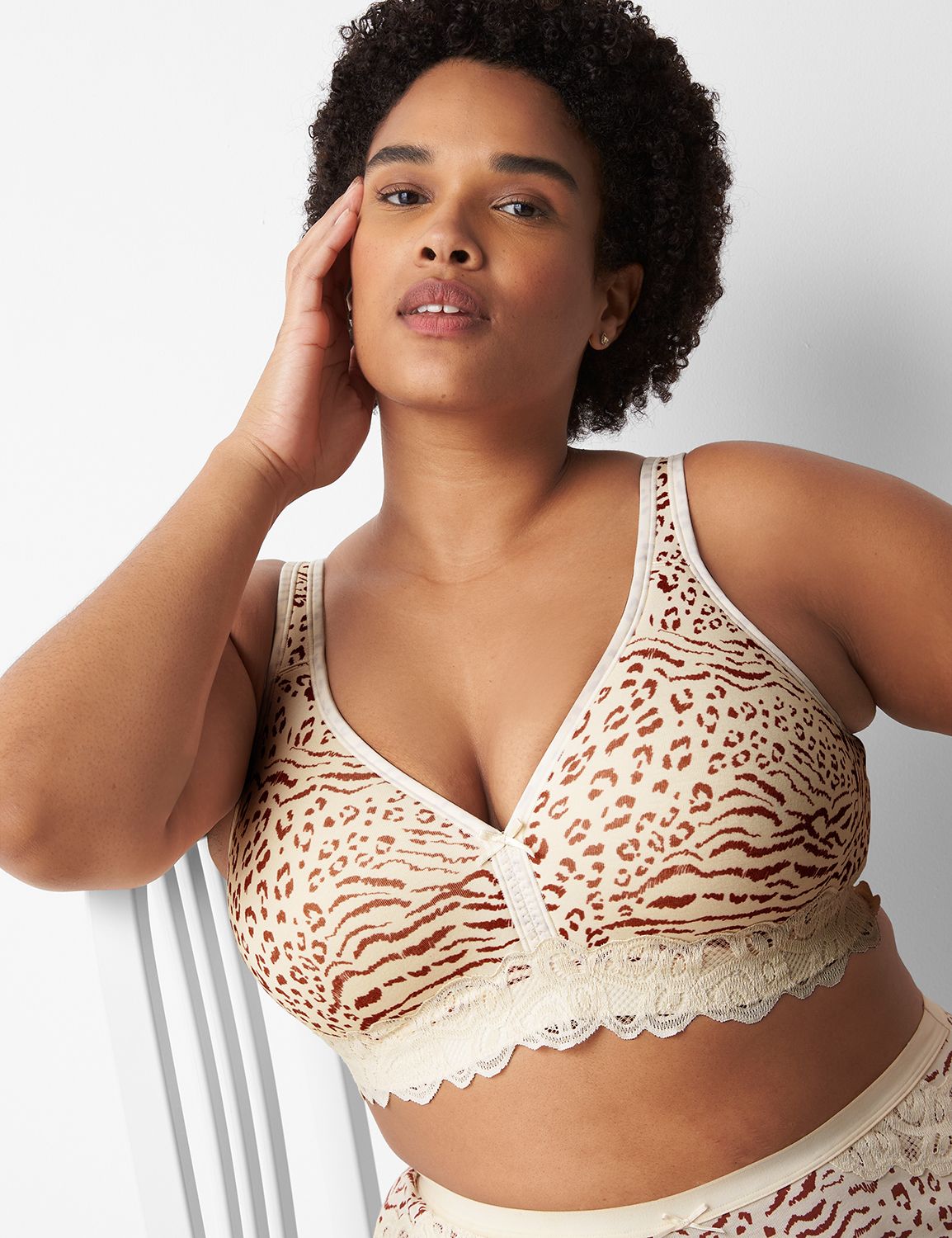 Lane Bryant Cacique White Cotton Lightly Lined No-Wire Full