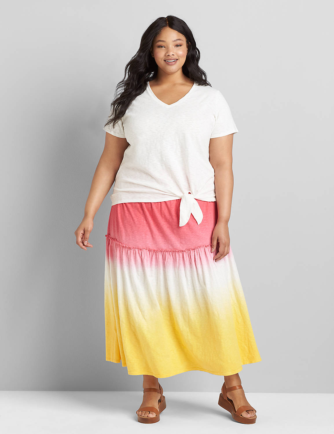 Two tone Dip Dyed  Maxi Skirt 1120089:PANTONE Azalea:26/28 Product Image 1