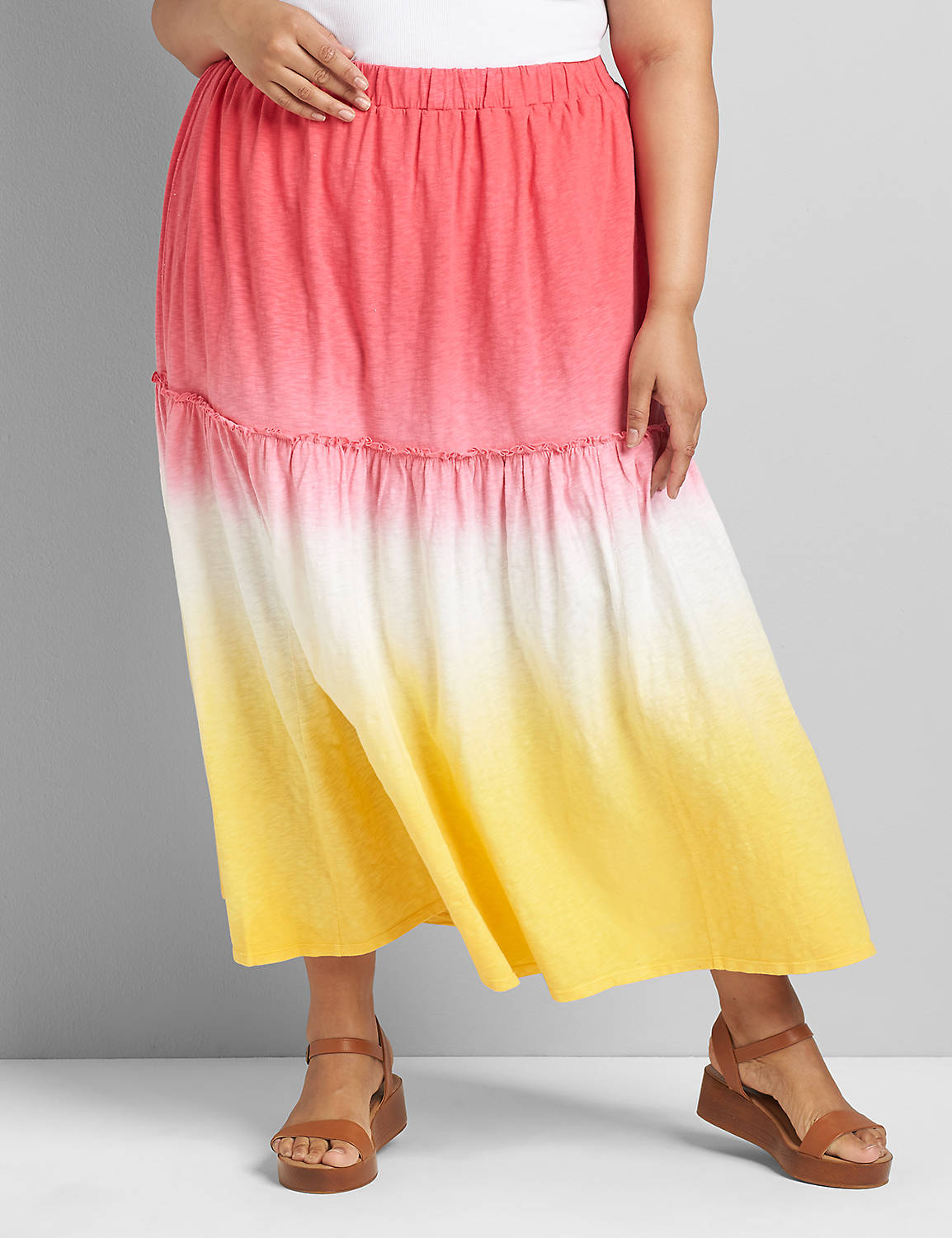Two tone Dip Dyed  Maxi Skirt 1120089:PANTONE Azalea:26/28 Product Image 3