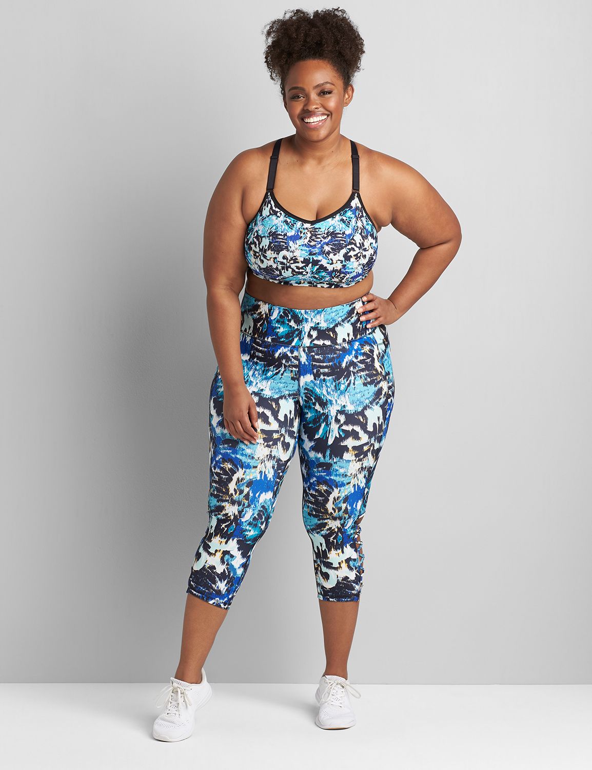 LANE BRYANT LIVI BLUE STRAPPY HIGH-RISE SIGNATURE STRETCH CAPRI