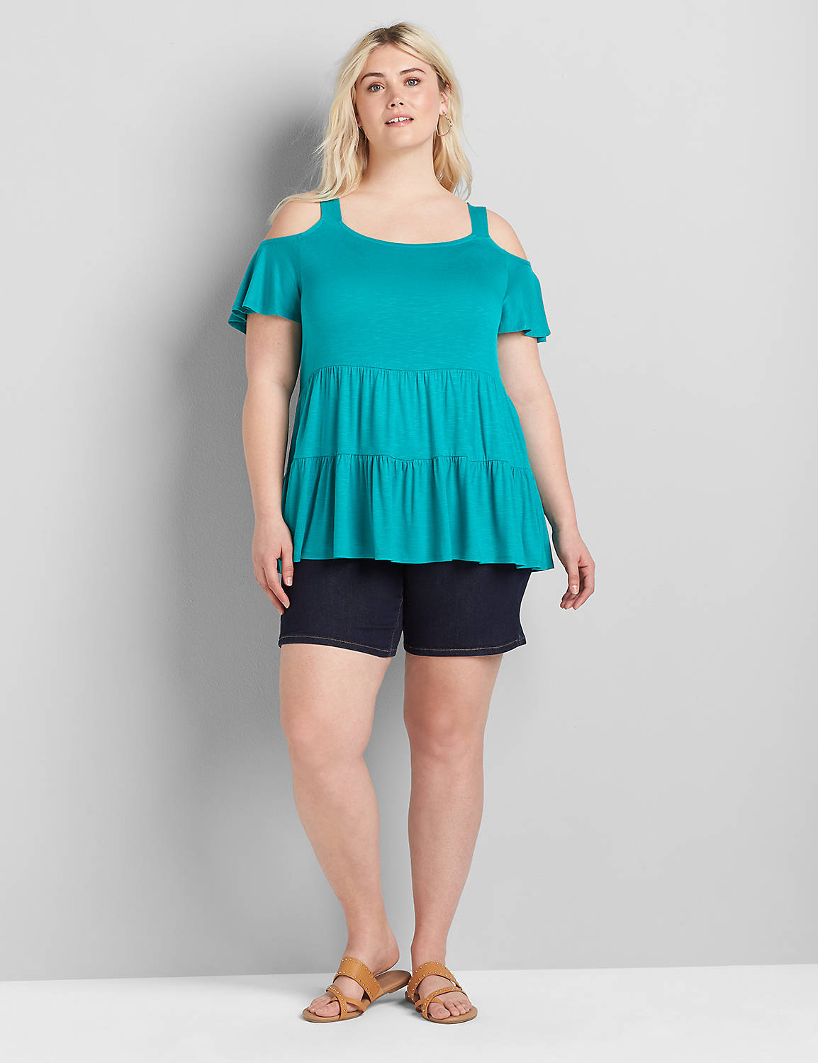 Cold-Shoulder Peplum Max Swing Tee Product Image 3