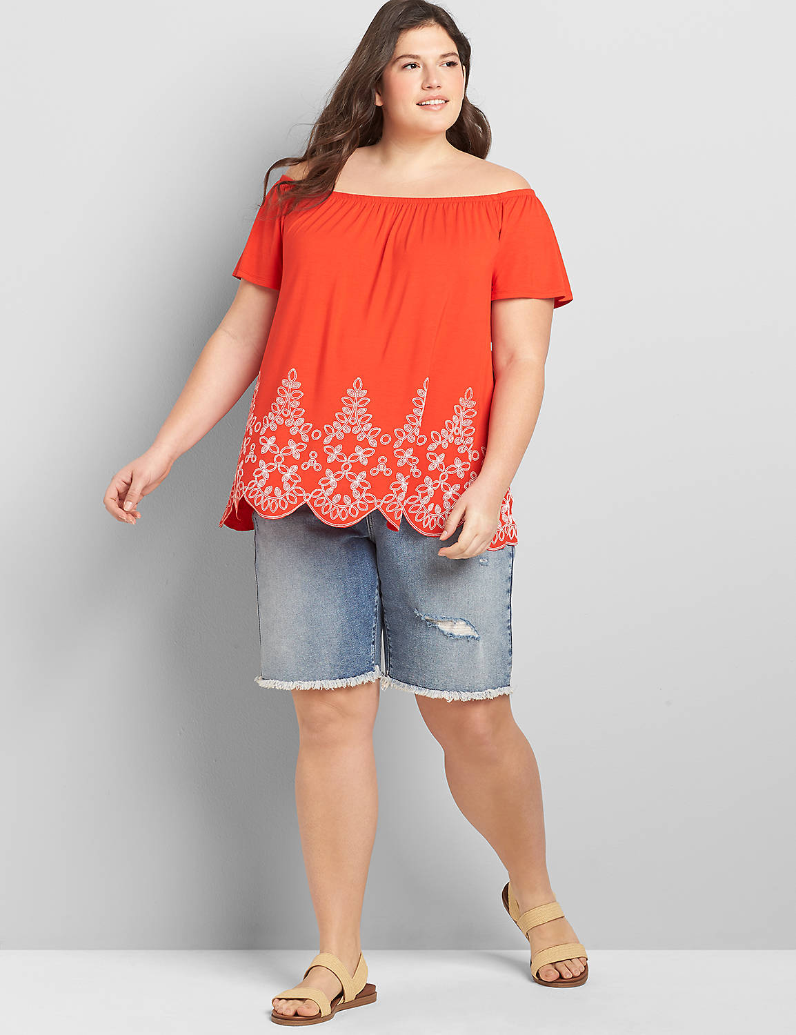 Off-The-Shoulder Swing Top With Printed Hem Product Image 3