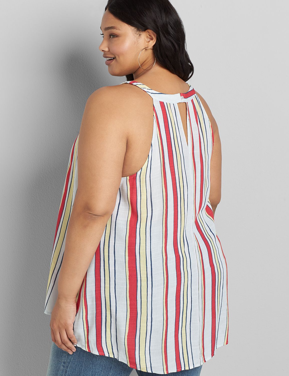Hi-Lo Shirred NK Halter (NEW) 1120472:LBSU21073_SailboatStripe_C1:20 Product Image 2