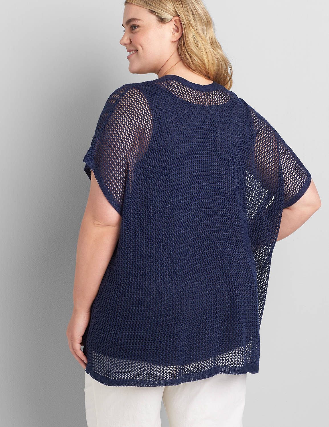 Open Front Mesh Stitch Overpiece 1121400:PANTONE Medieval Blue:14/20 Product Image 2