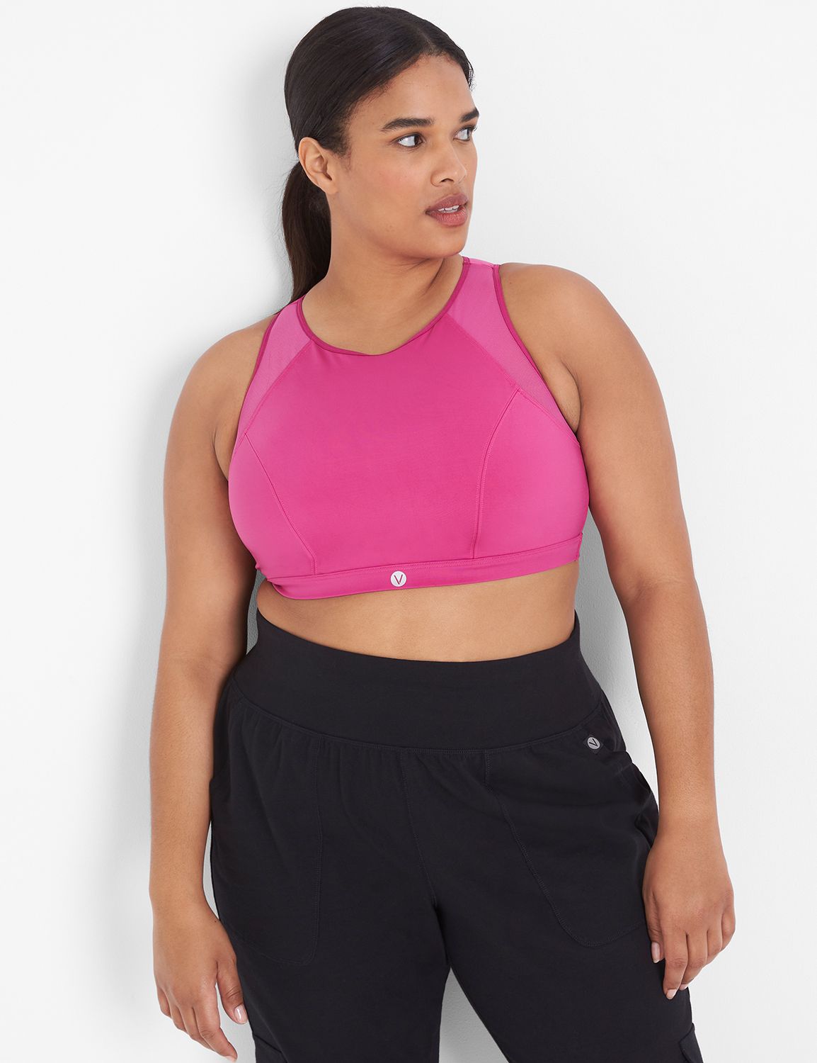 Livi Active Plus Size Pink and Black Underwire Strappy Sports Bra Size  42DDD