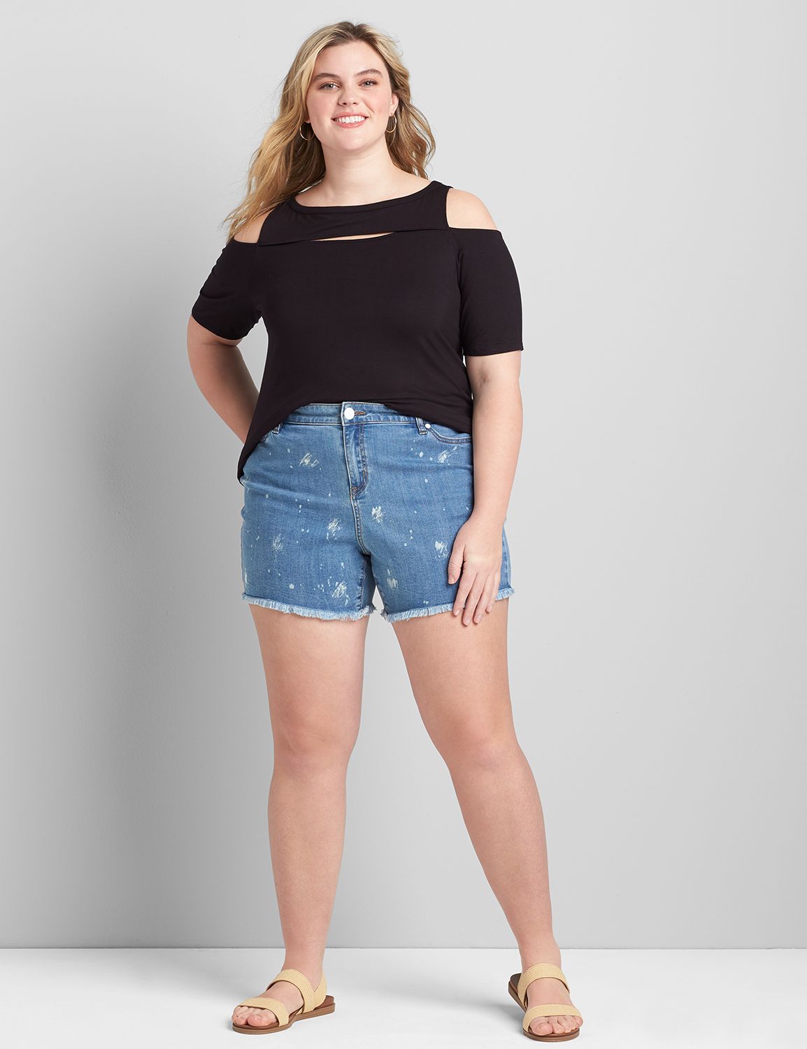DENIM BOYFRIEND SHORT RODEO WASH LYCRA BEAUTY 1121886:Medium Denim:24 Product Image 3