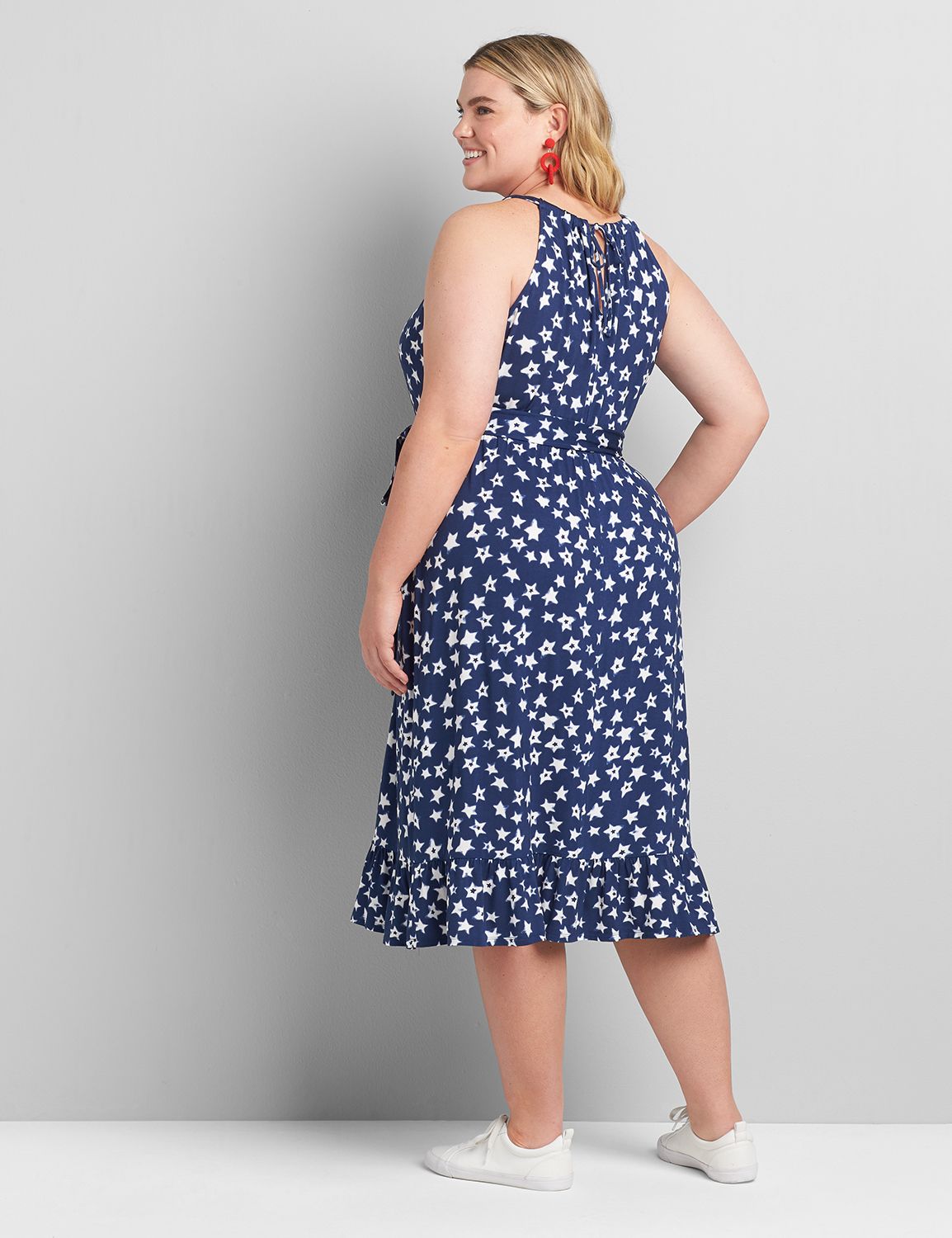 Halter Ruffle-Hem Fit & Flare Dress Product Image 2