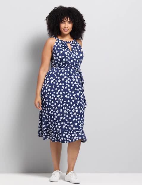 slim fit dress slacks Red Dress | Floral Cotton Flared Sleeveless Mini Dress main image 1