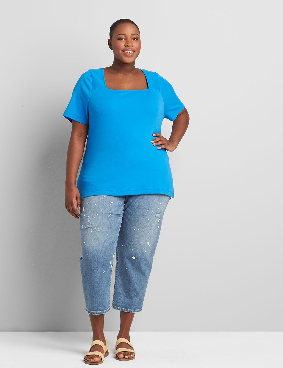Square-Neck Short-Sleeve Tee Product Image 3
