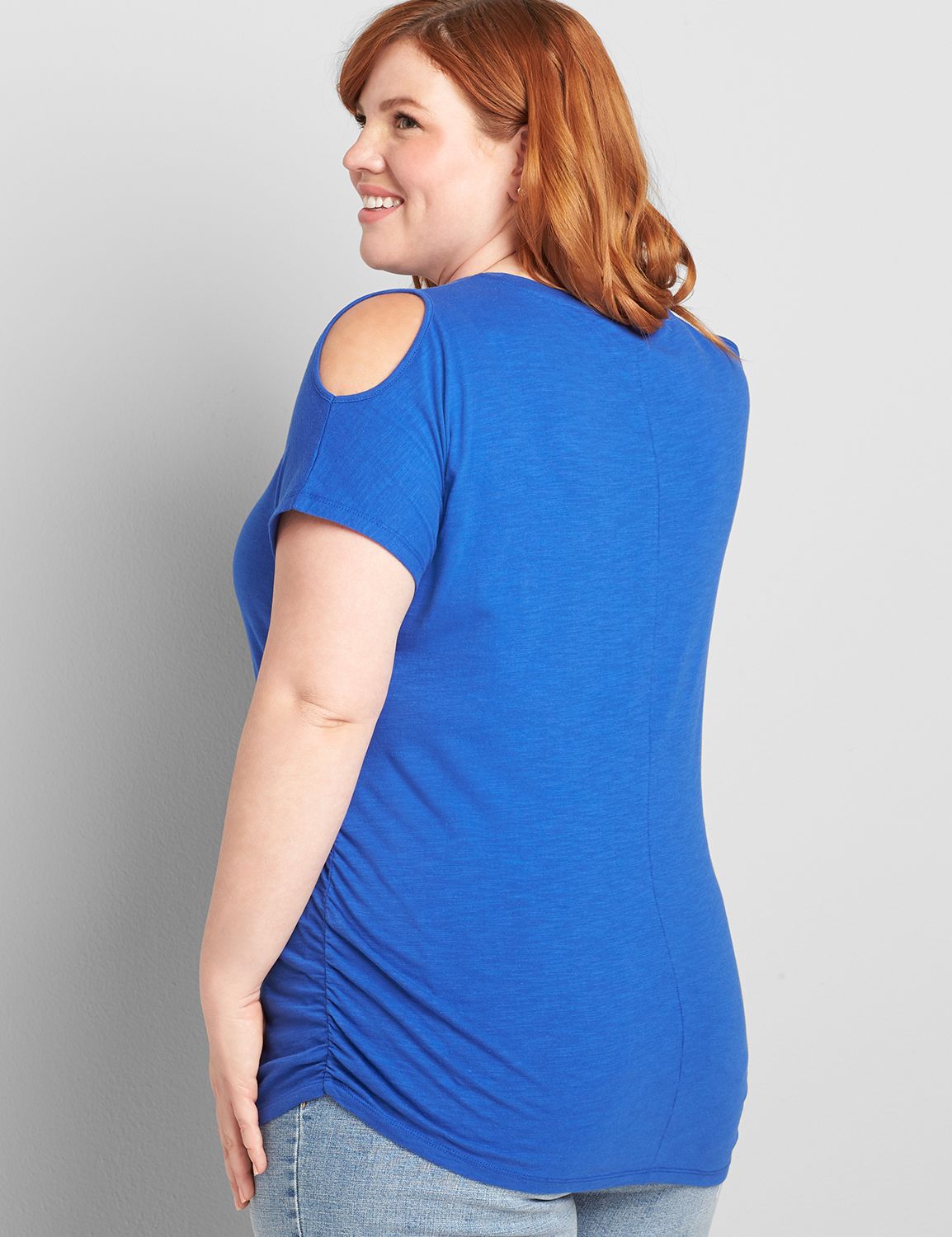 Cold-Shoulder Ruched Side Tee Product Image 2