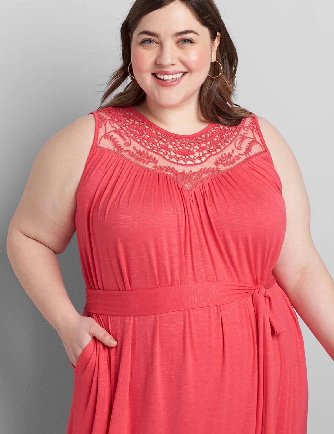 Crochet-Front Maxi Dress Product Image 3