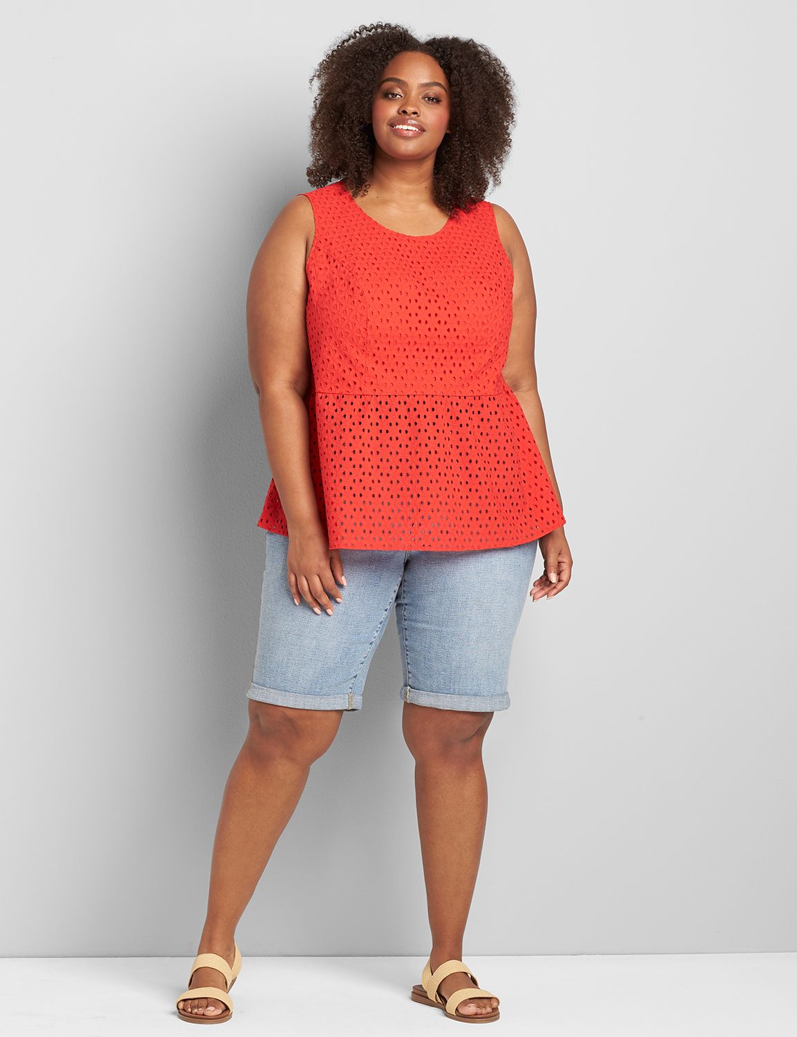 Eyelet Peplum Tank Product Image 3