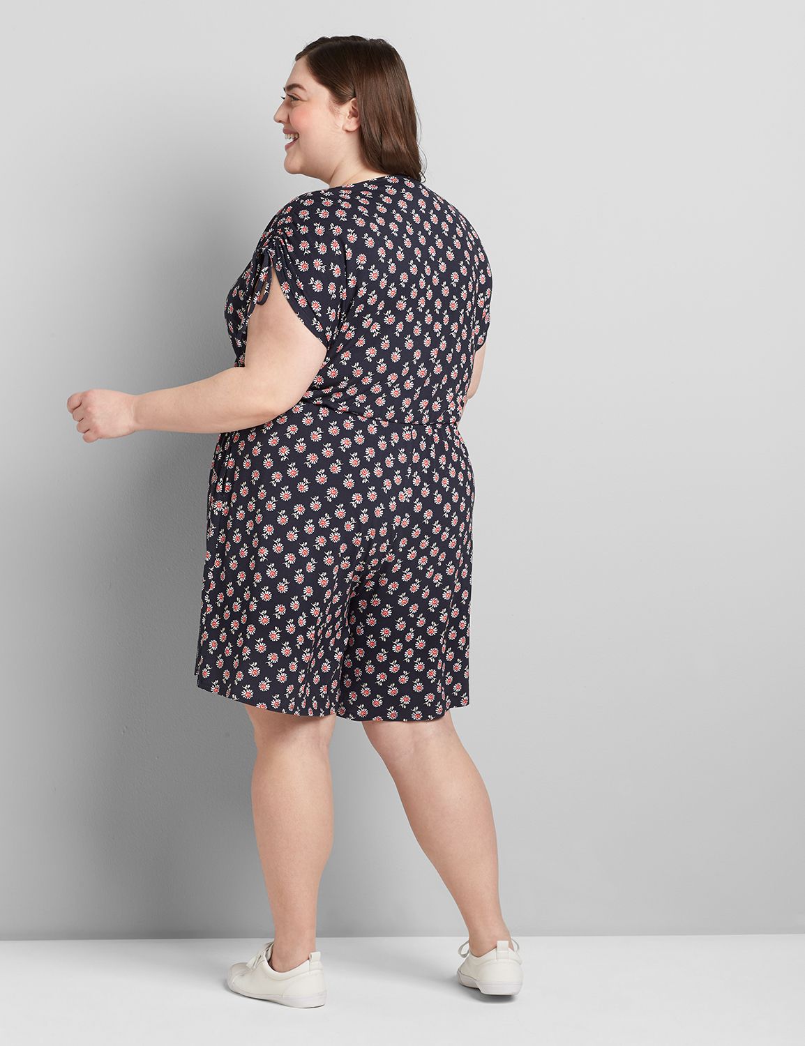 Crossover Ruched-Shoulder Romper Product Image 2