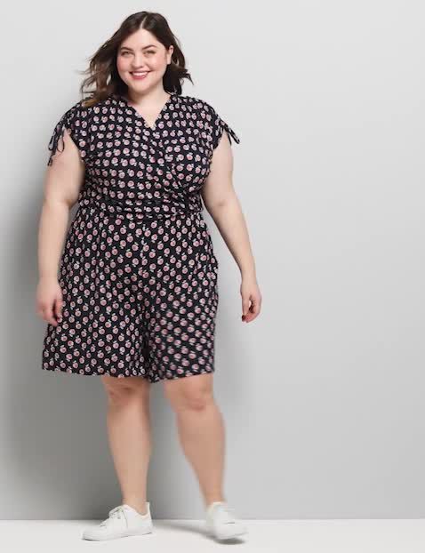 Crossover Ruched-Shoulder Romper image number 0