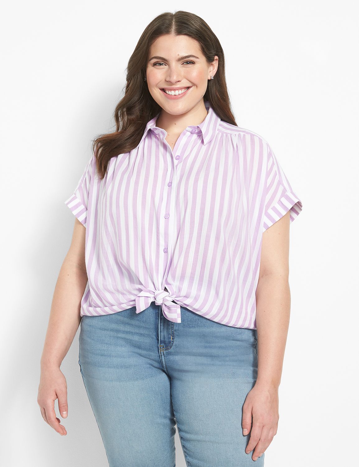 Short Sleeve Tie Hem Button Down 11 Product Image 1