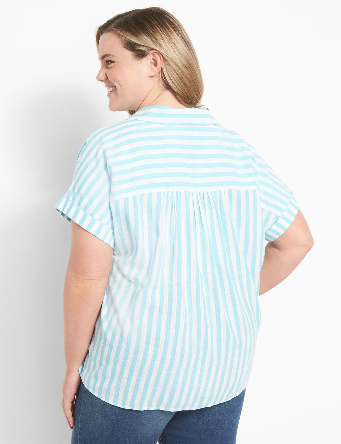 Short Sleeve Tie Hem Button Down 11