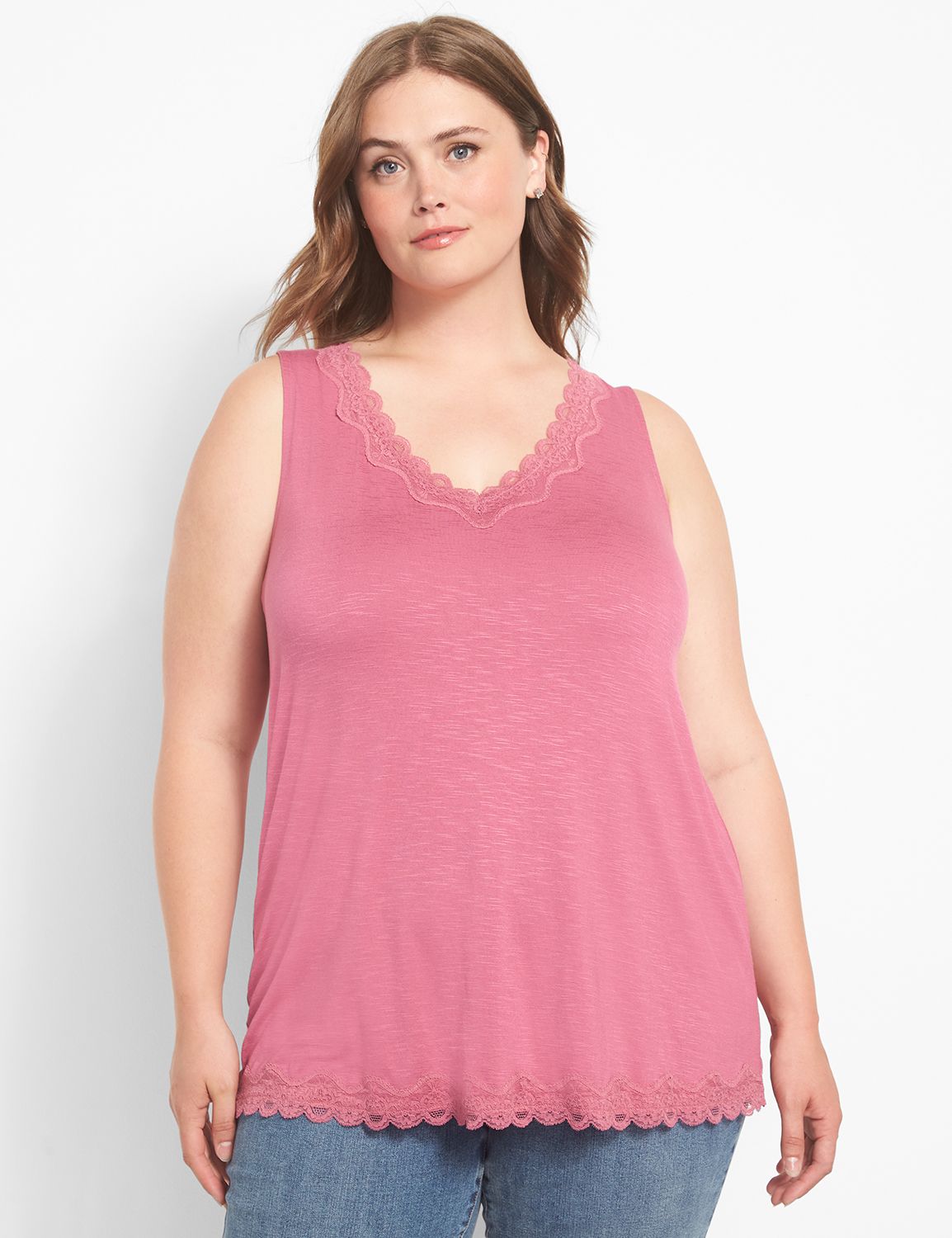 Sleeveless V Neck Straight Hem Lace Product Image 1