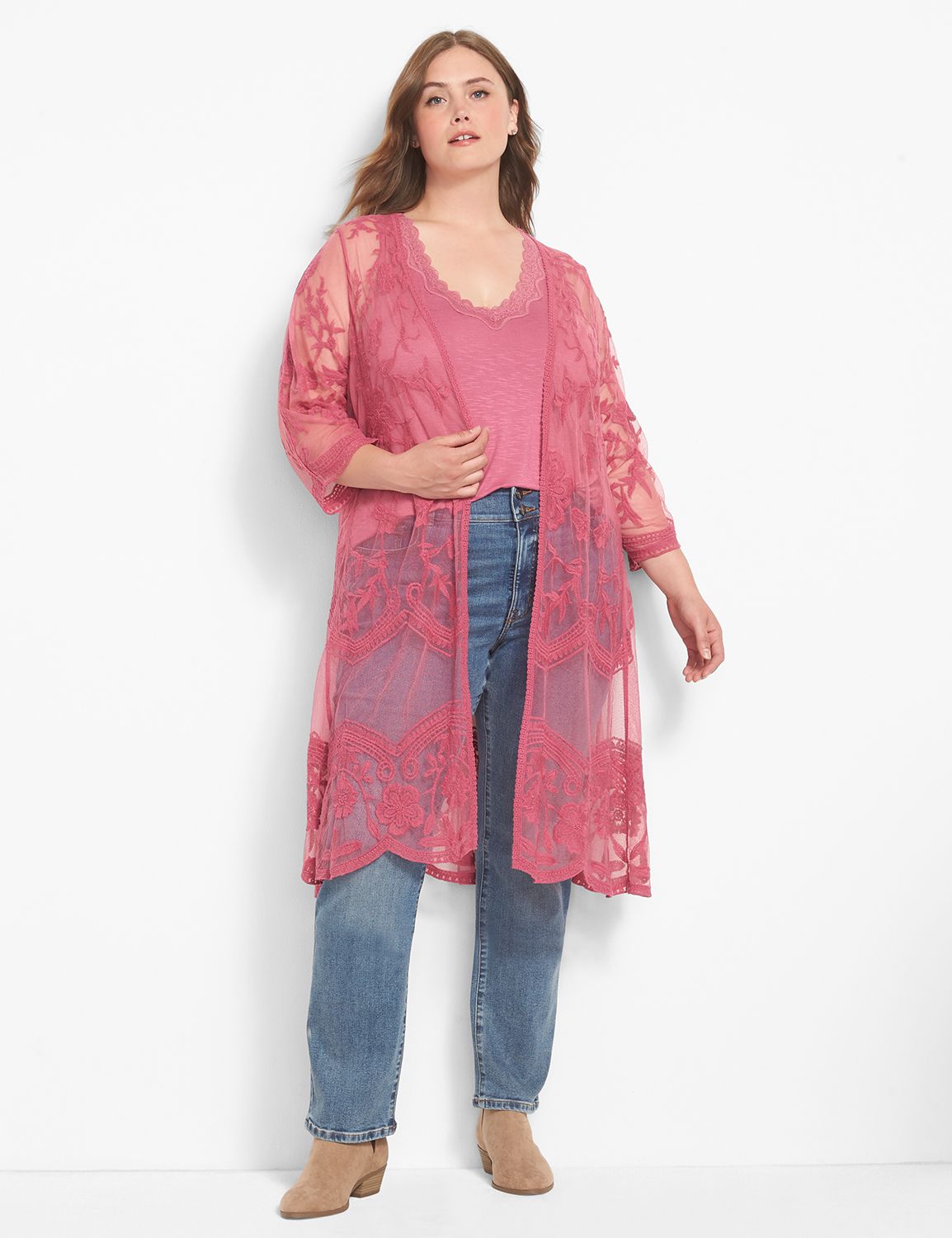 Sleeveless V Neck Straight Hem Lace Product Image 3