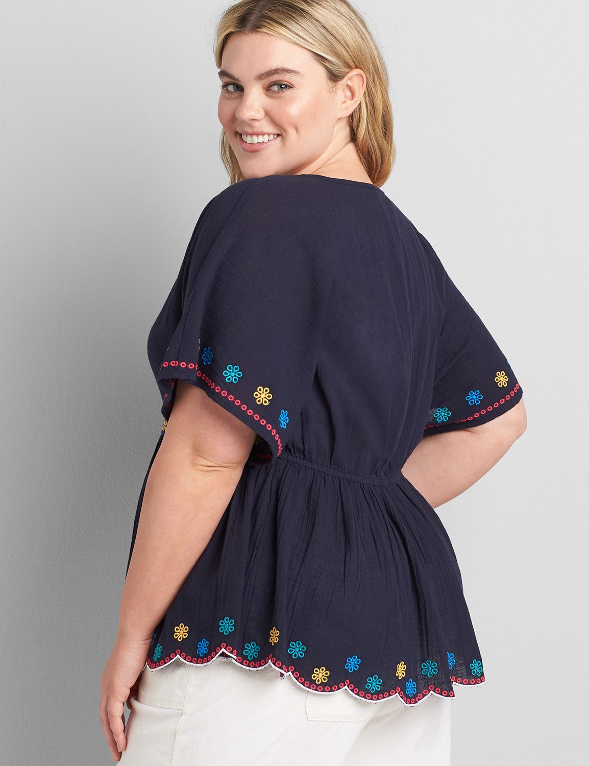 Embroidered Babydoll Top