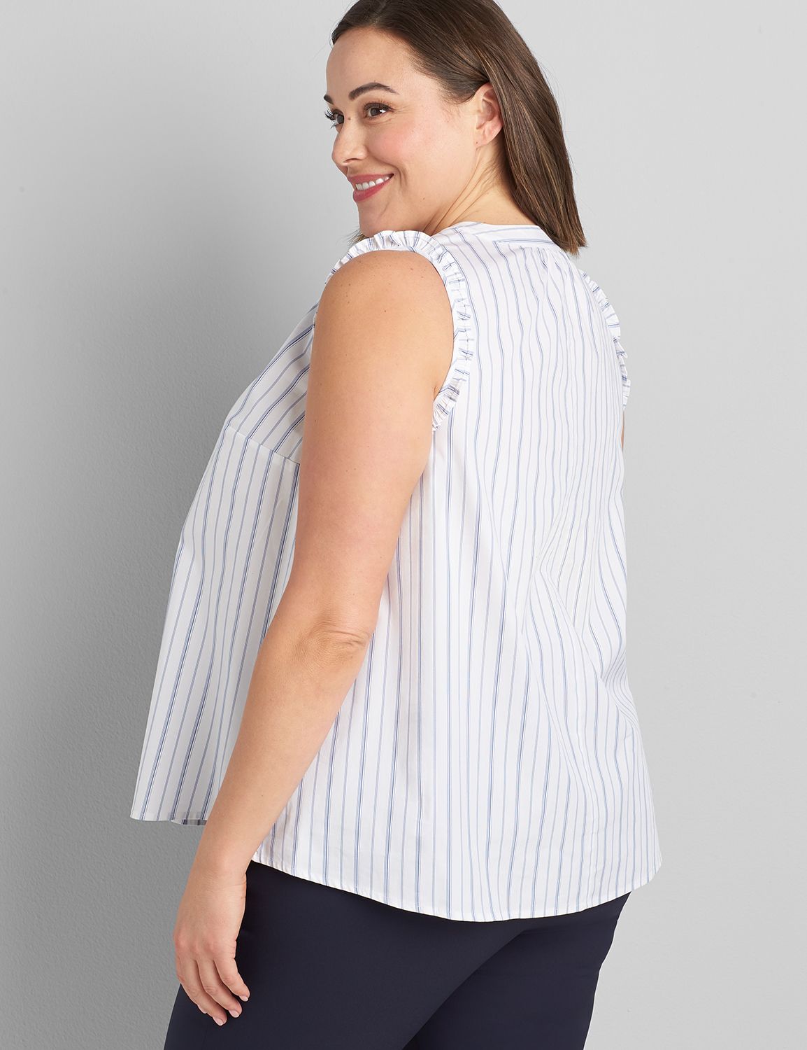Sleeveless V Neck Smock Yoke Shell Product Image 2
