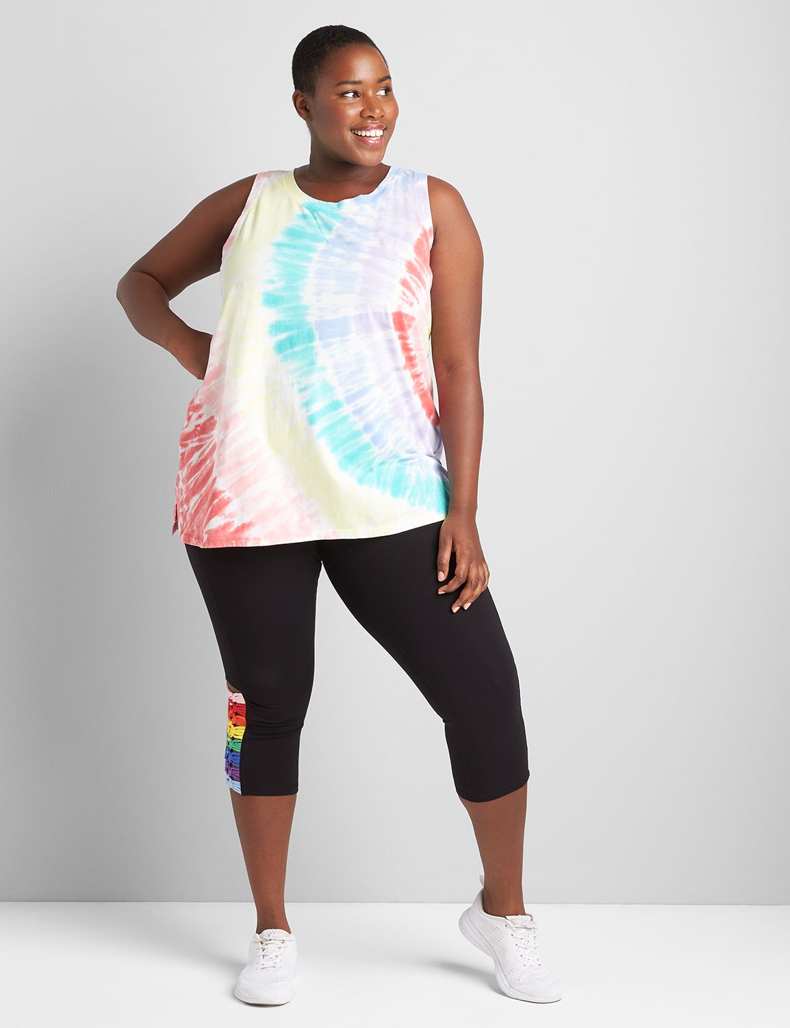 Sleeveless Crew Neck Dye Effect Tank S 1120488:Multi:10/12 Product Image 3