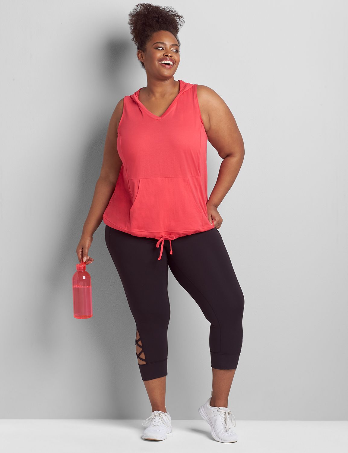 Sleeveless Vneck Hoodie Tank S 1120094:PANTONE Azalea:38/40 Product Image 3