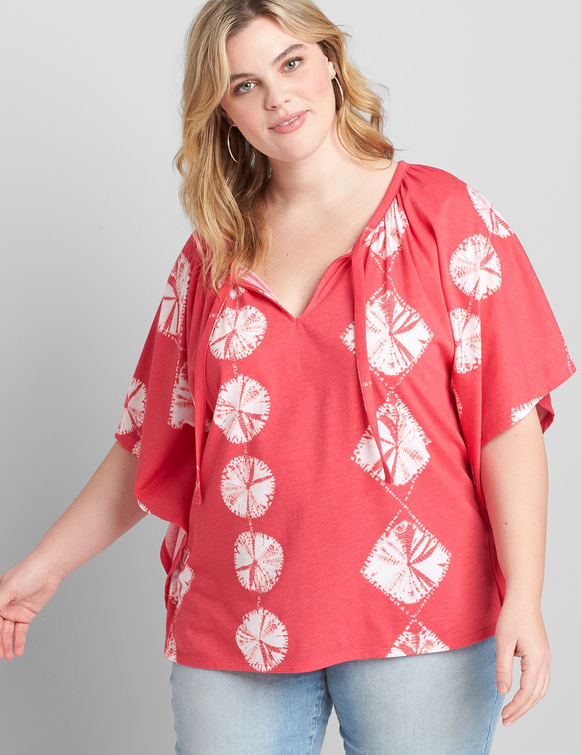 Boatneck With Keyhole Drama Top With Tie 1121537:LBSU21010_SteffiTieDye_C1:18/20 Product Image 1