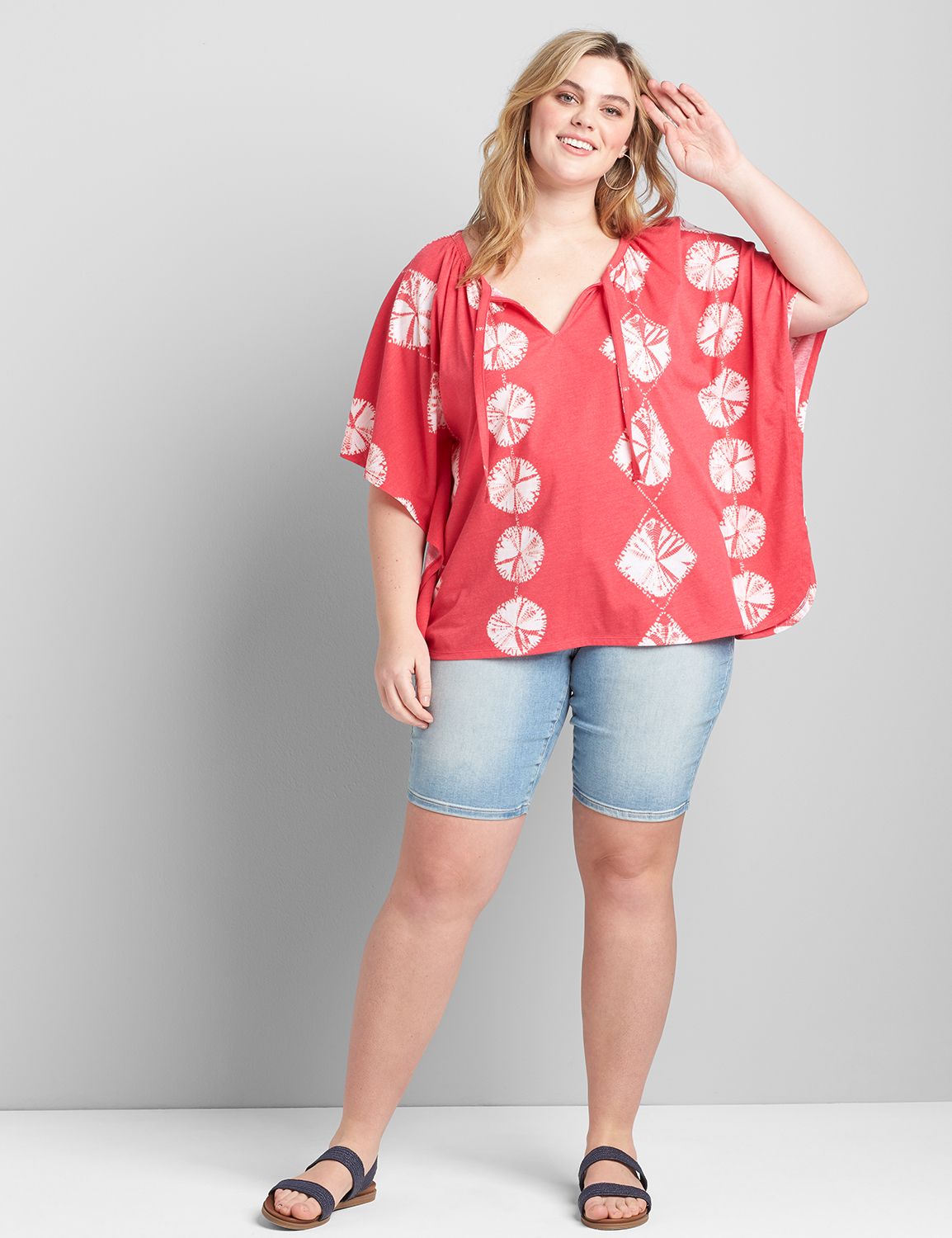 Boatneck With Keyhole Drama Top With Tie 1121537:LBSU21010_SteffiTieDye_C1:18/20 Product Image 3