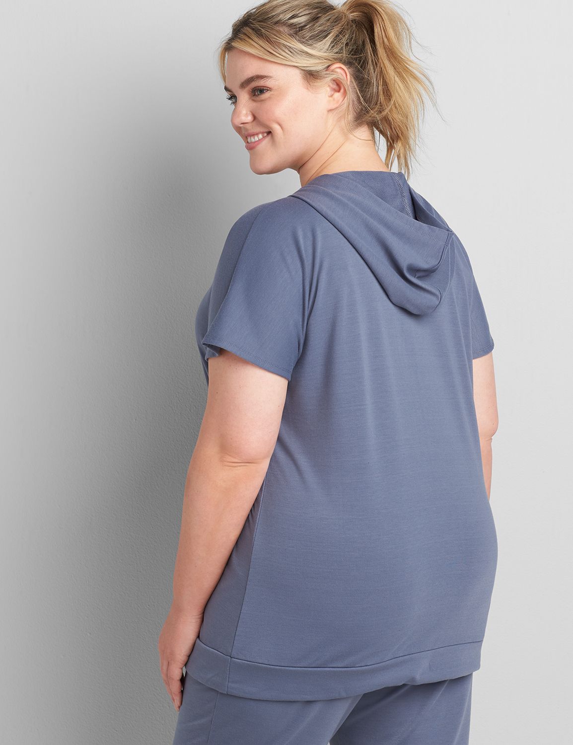 LIVI Short-Sleeve Hoodie With Tie Hem Product Image 2