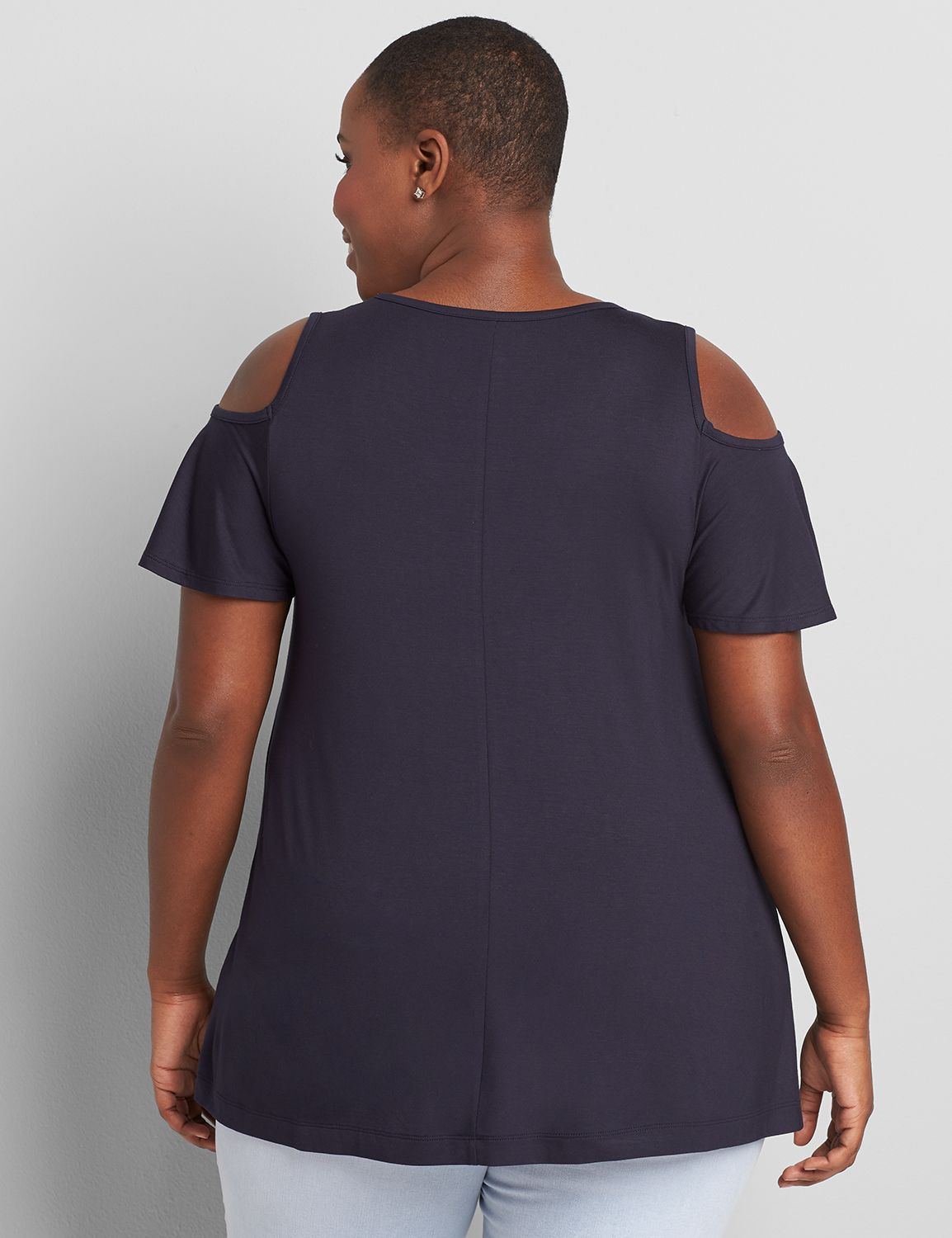 Cold Shoulder Short Sleeve Scoop Neck Swing Tee 1120410:PANTONE Night Sky:38/40 Product Image 2