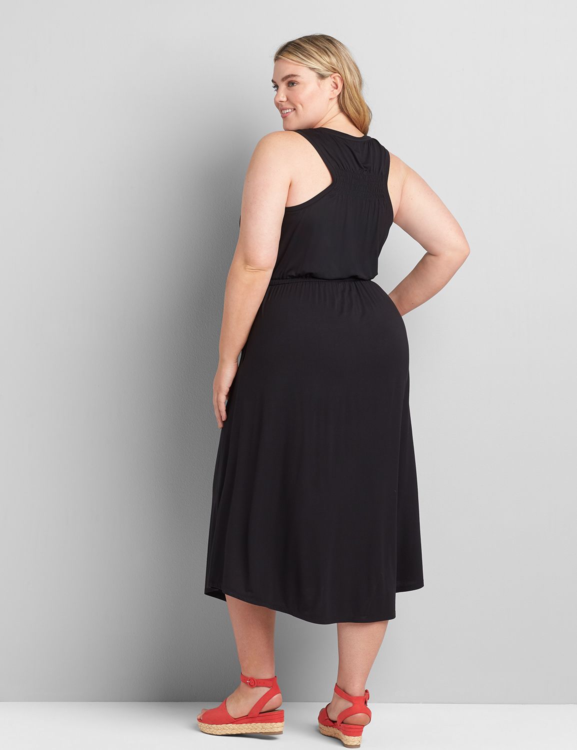 Sleeveless V Neck Smocked Racerback Product Image 2