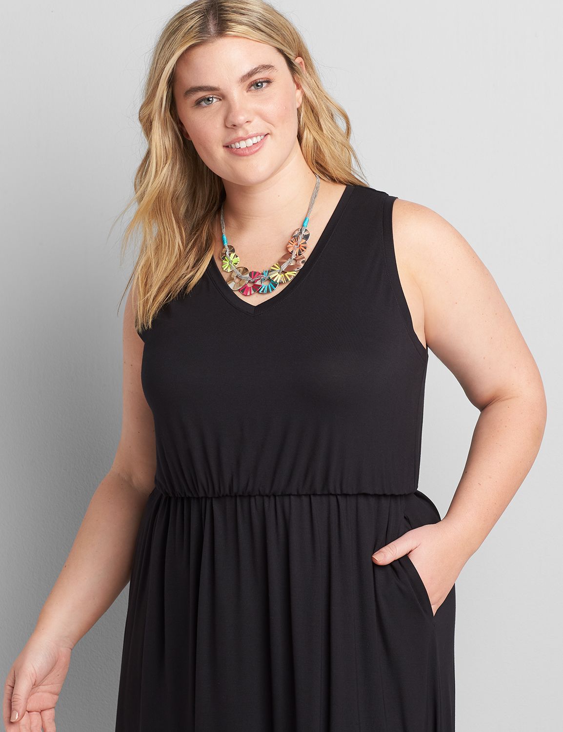 Sleeveless V Neck Smocked Racerback Product Image 3