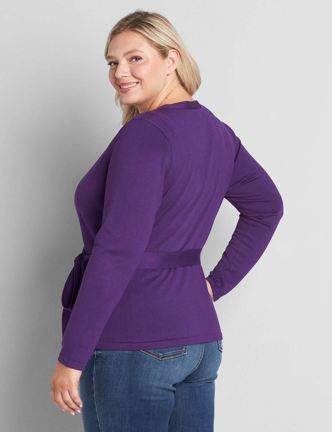 Long Sleeve V-Neck Surplice Pullover 1121033:PANTONE Acai:14/16 Product Image 2