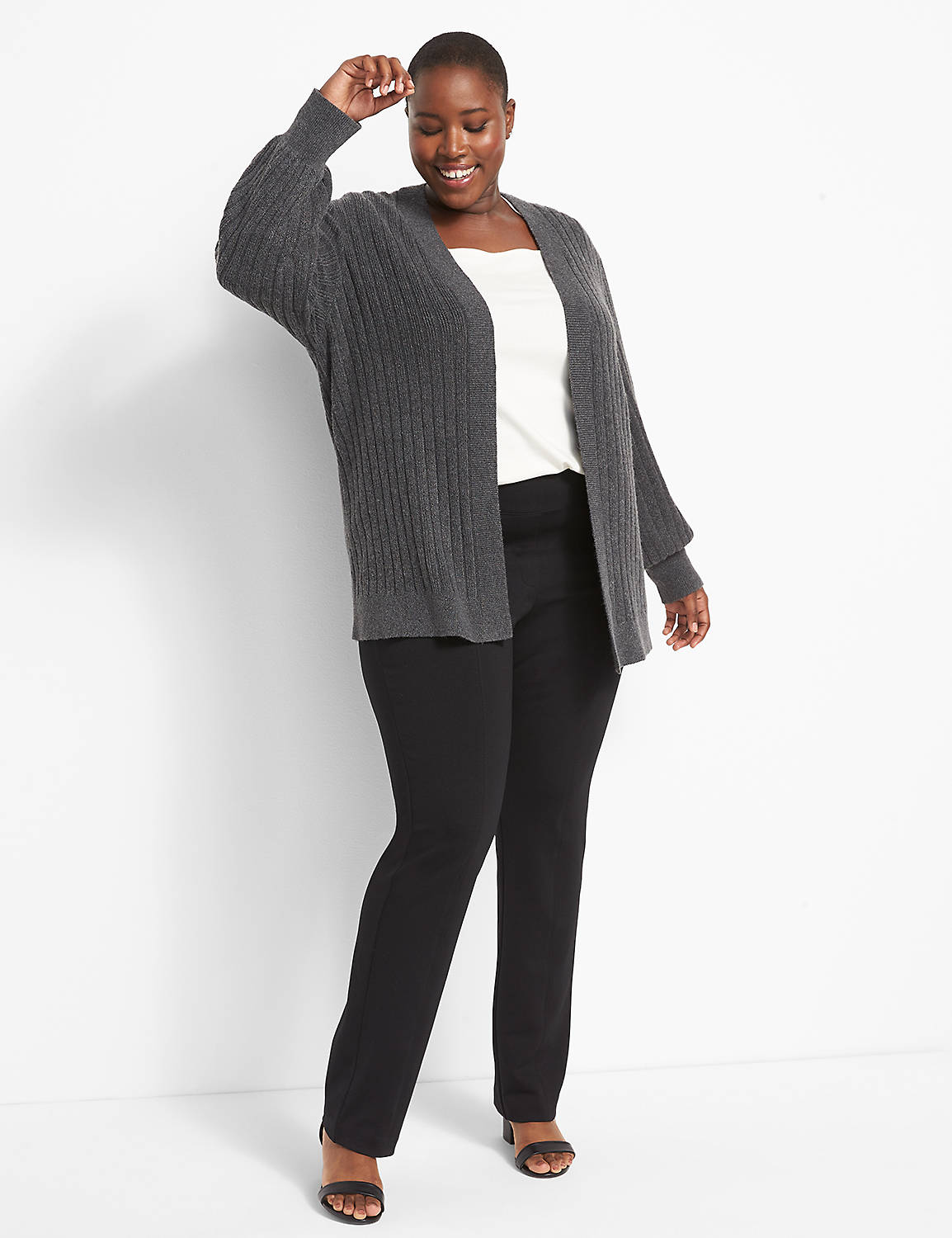 Open-Front Ribbed Cardigan Product Image 3
